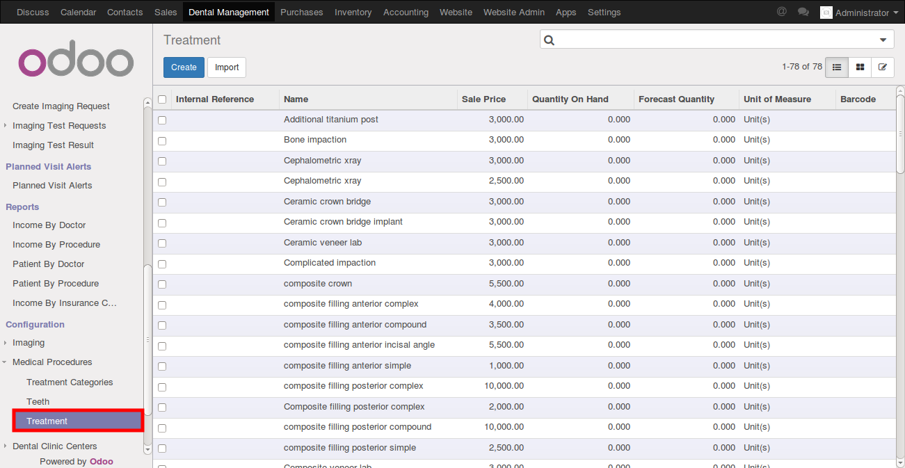 odoo dental management